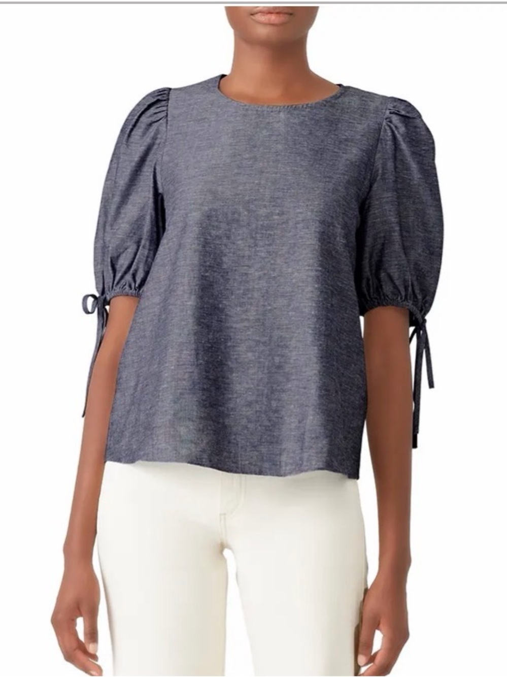 JILL STUART |  Chambray Puff Sleeve Top | S